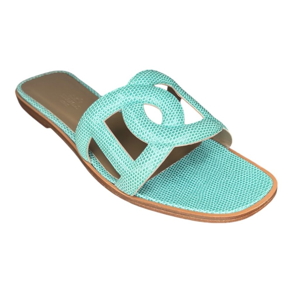 HERMES Chain d'Ancre Omaha Lizard Mules Sandals Shoes Made in Italy Size EU 39